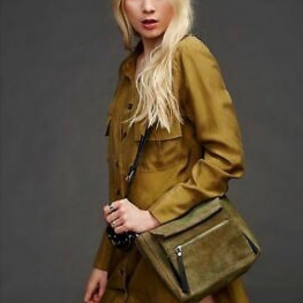 Free People Green Suede Cross Body Bag